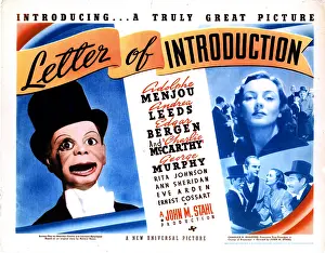 Top Hat Prints: LETTER OF INTRODUCTION, from left, Charlie McCarthy, Andrea Leeds, 1938