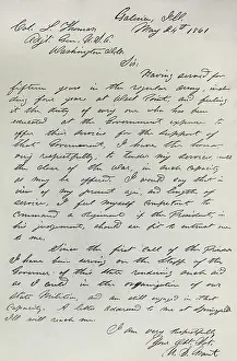 Lcgr1901 Prints: Letter of May 24, 1861, in which Ulysses Grant offers his services to the Union Army