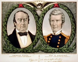 Butler Prints: Lewis Cass. Color campaign banner for Democratic candidates Lewis Cass and William O