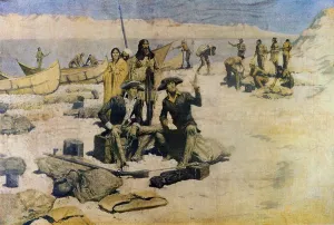 Buckskins Prints: Lewis and Clark on the Columbian River by Frederic Remington