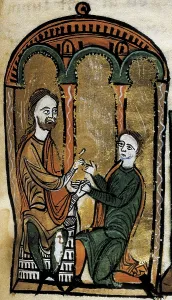 Liber Feudorum Maior. end 12th c. Royal cartularium made by order of Alfonso el Casto. Fol. 12. Romanesque art. Miniature Painting. SPAIN. Barcelona