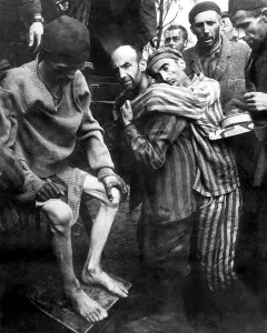 Genocide Prints: Liberated prisoners of Wobbelin Concentration Camp taken to a hospital for medical attention