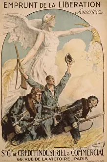 Illustrations Prints: The Liberation Loan. Subscribe, reads a French WW1 poster of 1918