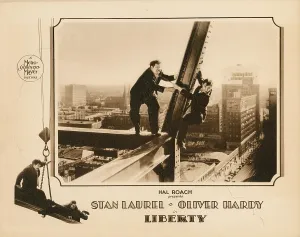 Hardy Prints: LIBERTY, lobbycard, from left, Oliver Hardy, Stan Laurel, 1929