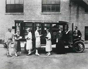 Bookshelves Prints: Library commission of North Carolina Book mobile in the 1920s (BSLOC_2016_10_127)