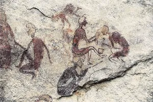 Neolithic Prints: LIBYA. Tadrart Acacus. Anthropomorphic scene