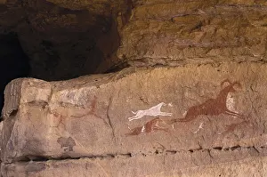 Prehistoric Prints: LIBYA. Tadrart Acacus. Hunting scene (c)