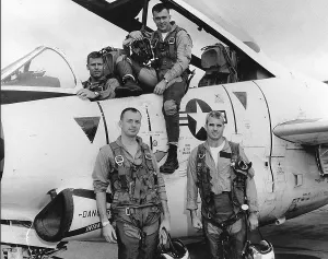 Flight Suit Prints: Lieutenant Commander John S. McCain, (front, right) with his squadron. ca. 1967