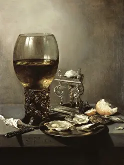 Food Prints: Still Life, 1643, by Pieter Claesz, 1597-1660, Netherlands, Dutch painting, oil on panel