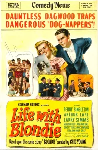 Police Prints: LIFE WITH BLONDIE, US poster, top from left: Penny Singleton, Arthur Lake, 1945