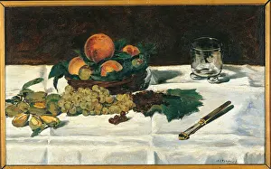 Food And Drink Prints: Still Life Fruit on a Table, by Edouard Manet
