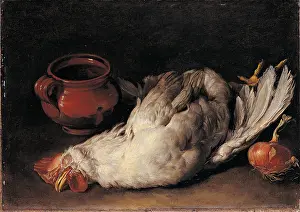 Food And Drink Prints: Still Life with hen, onion and pot