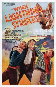 Lightning Prints: WHEN LIGHTNING STRIKES, US poster art, Lightning, the Wonder Dog, (top right), 1934