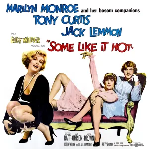 SOME LIKE IT HOT, from left: Marilyn Monroe, Tony Curtis, Jack Lemmon, 1959