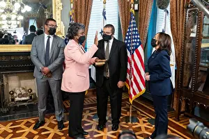Cabinet Prints: Linda Thomas-Greenfield is sworn in as US Ambassador to the United Nations by Vice President Kamala Harris