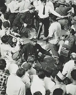 Riots Prints: Two lines of police hold back rioters