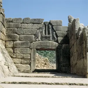 Megalith Prints: Lion Gate. s.XIV BC. GREECE. Mycenae