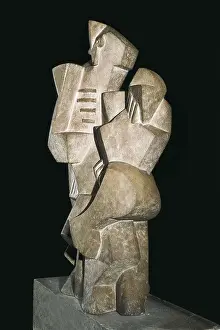 LIPCHITZ, Chain Jacob, called Jacques (1891-1973). Sailor with Guitar. 1917-1918. Cubism. Sculpture on rock. FRANCE. Paris