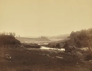 Death Prints: Little Conemaugh River flowing through the drained Lake Conemaugh and broken South Fork Dam