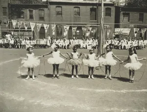 Little Girls Prints: Six little girls wearing tutus during Child Health Day at the Sumner-Magruder elementary school in Washington