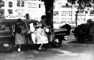 Black History Prints: Little Rock, Arkansas: Black students of Central High arrive at school escorted by Federalized National guardsmen