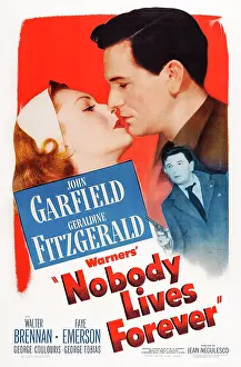 Geraldine Prints: NOBODY LIVES FOREVER, l-r: Geraldine Fitzgerald, John Garfield on poster art, 1946