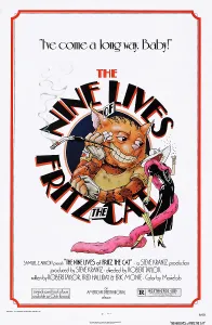 Hand To Chin Prints: THE NINE LIVES OF FRITZ THE CAT, Fritz the Cat on poster art, 1974