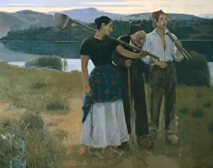 Folk Prints: LLIMONA i BRUGUERA, Joan (1860-1926). Returning From the Threshing Floor. 1896