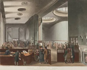 Finance Prints: Lloyd's Subscription Room where the majority of insurance subscriptions were for British shipping much of it