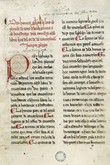Foreground Prints: LLULL, Ramn (1235-1315). Page of 'Libre del Orde de Cavaylera' (Book on the Calvary Order)