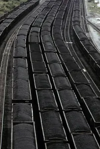 West Virginia Prints: Loaded coal cars sit in the rail yards at Danville West Virginia near Charleston