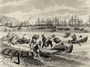 Coastlines Prints: Loading Chile saltpeter in Pascua (Chile)