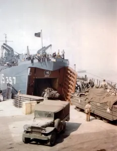 Docks Prints: Loading a Landing Ship in Portland