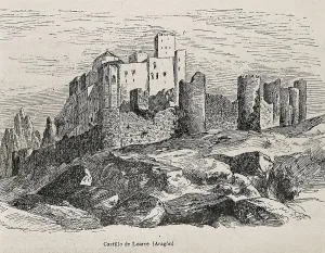 Aragon Prints: Loarre. Romanesque castle. Engraving