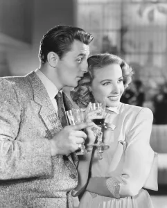 Wine Glass Prints: THE LOCKET, from left: Robert Mitchum, Laraine Day, 1946
