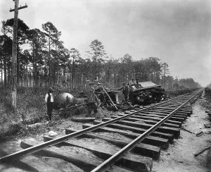 Railroad Prints: Locomotive derailed on Ten Mile Hill by the Charleston earthquake of August 31