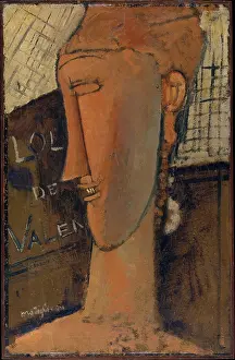 Expressionism Prints: LOLA DE VALENCE, by Amedeo Modigliani, 1915, Italian modernist painting, oil on canvas