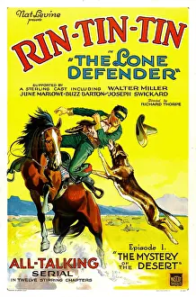 Attacking Prints: THE LONE DEFENDER, right: Rin-Tin-Tin in Chapter 1: The Mystery of the Desert, 1930