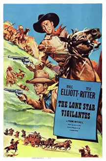 Bill Prints: THE LONE STAR VIGILANTES, US poster art, from left: Tex Ritter, Bill Elliott, 1942