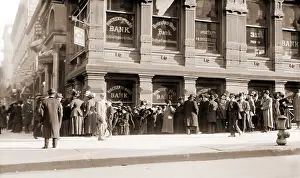 Panic Prints: A long line of depositors line up in a run on a New York City bank