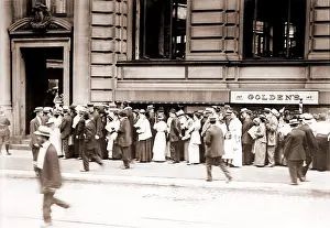 Panic Prints: A long line of men and women line up in a run on the German American Bank of New York City
