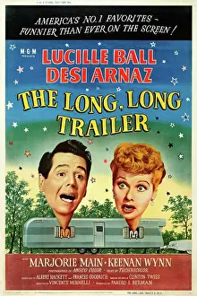 Arnaz Prints: THE LONG LONG TRAILER, l-r: Desi Arnaz, Lucille Ball on poster art, 1954