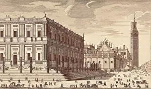 Civil Prints: Lonja de Comercio ('Trading building') and a partial view of Seville's Cathedral