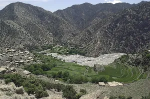 Terraces Prints: Looking down on the village of Markhanai located in the Tora Bora region of Afghanistan where Coalition soldiers