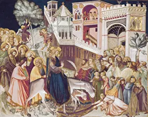 LORENZETTI, Pietro (1280-1348). Entry of Christ into Jerusalem. ca. 1320. ITALY. Assisi. Lower Basilica of San Francesco d'Assisi (St Francis). Located in the church transept