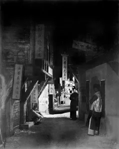 Atmospheric Prints: Los Angeles, three people in an alley
