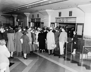Train Station Prints: Los Angeles, Union Station interior, California, circa 1940s