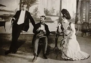 Comedienne Prints: Lou M. Fields, David Warfield, and Lillian Russell in a scene from WHIRL-I-GIG, 1899