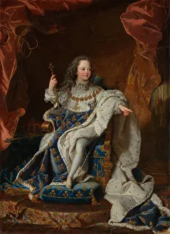 Long Prints: LOUIS XV, by Hyacinthe Rigaud, 1714, French Baroque painting, oil on canvas