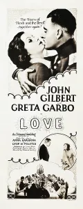 Embrace Prints: LOVE, l-r: Greta Garbo, John Gilbert on insert poster, 1927